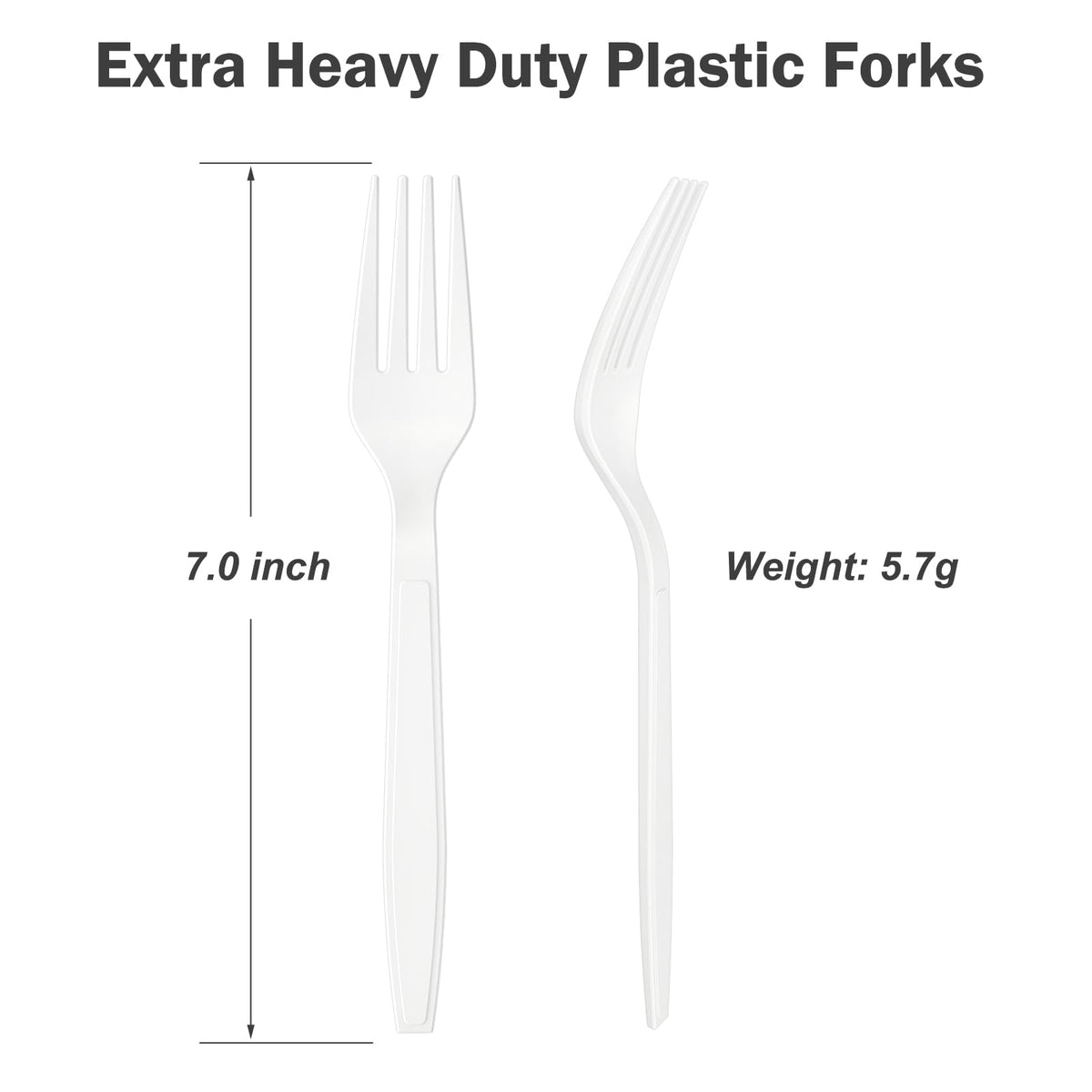 Dealusy 360 Count Extra Heavy Duty White Plastic Forks Disposable, BPA-Free, Heat Resistant, Solid and Durable Disposable Forks Bulk, Premium Plastic Forks heavy duty for Party Supply