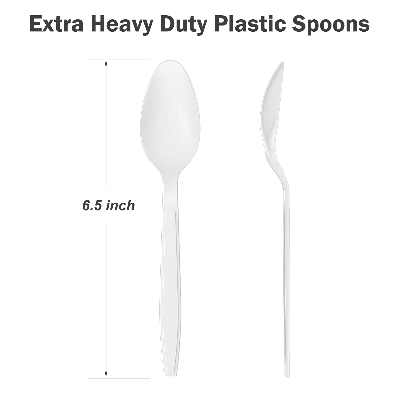 Dealusy 360 Count White Plastic Spoons Disposable, BPA-Free, Heat Resistant, Solid and Durable Disposable Spoons Heavy Duty Bulk, Premium Spoons plastic disposable for Party Supply