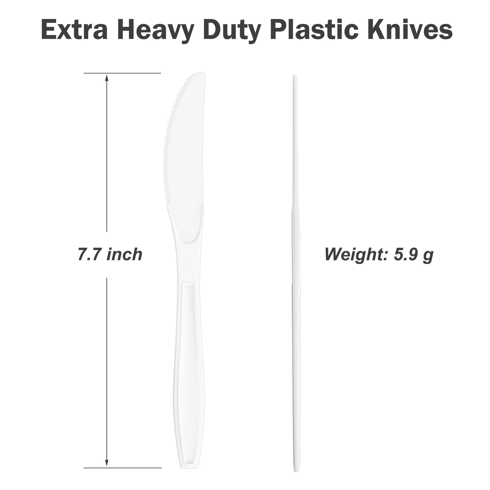 Dealusy 360 Count Extra Heavy Duty White Plastic Knives Disposable, BPA-Free, Heat Resistant, Solid and Durable Disposable Knives Bulk, Premium Plastic Knives heavy duty for Party Supply