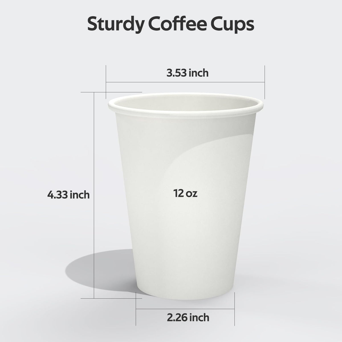 Dealusy 200 Count 12 oz Coffee Cups, Leak-Free Food Safe Paper Cups 12 oz, Disposable 12oz White Paper Cups for Cold and Hot Drinks