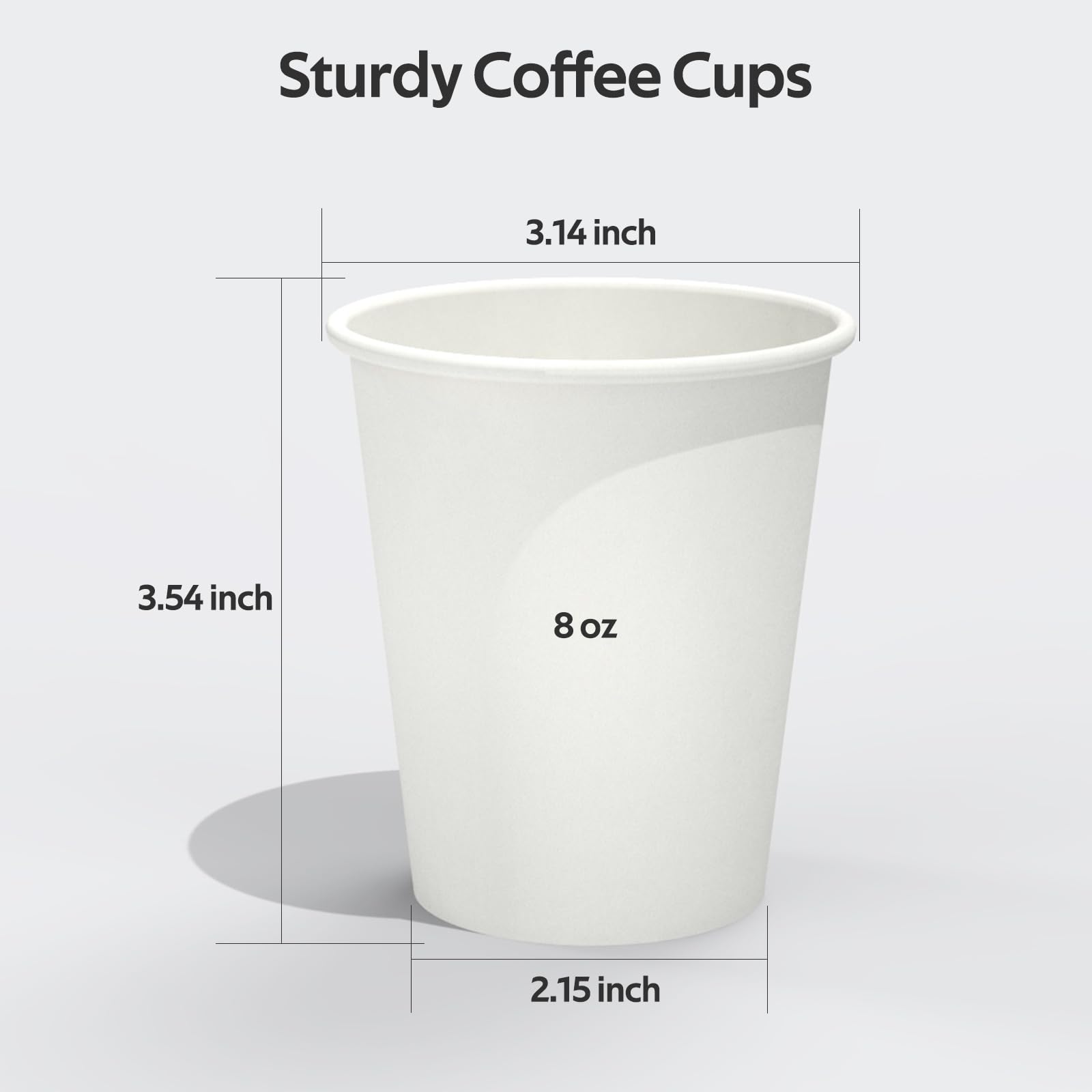 Dealusy 100 Count 8 oz Coffee Cups, Leak-Free Food Safe Paper Cups 8 oz, Disposable 8oz White Paper Cups for Cold and Hot Drinks