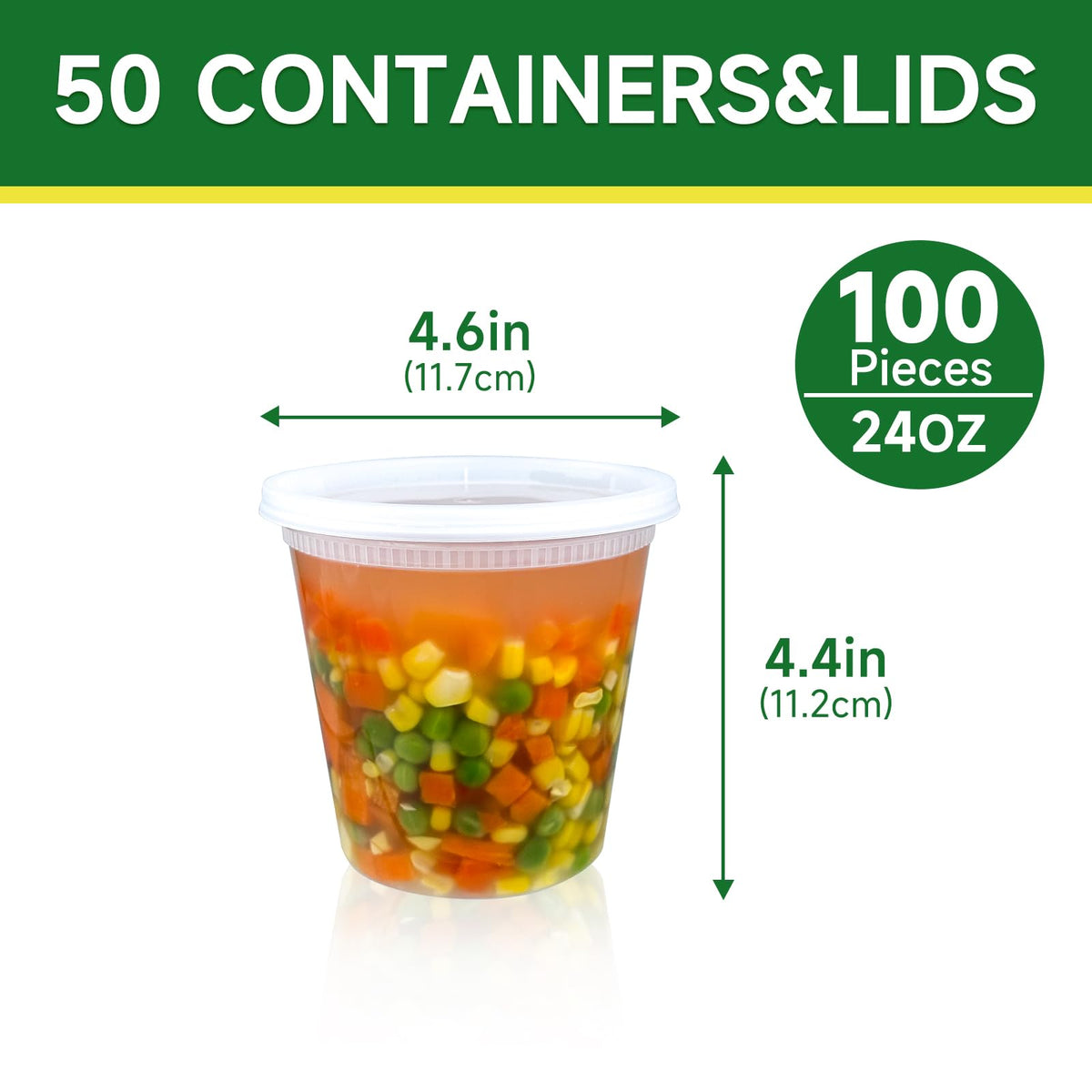 Dealusy 50 Set 24 oz Deli Containers with Lids, Leak-Proof BPA Free Plastic Take Out Bowls, Food Storage Containers for Takeout Meal Prep Storage, Freezer, Microwave & Dishwasher Safe