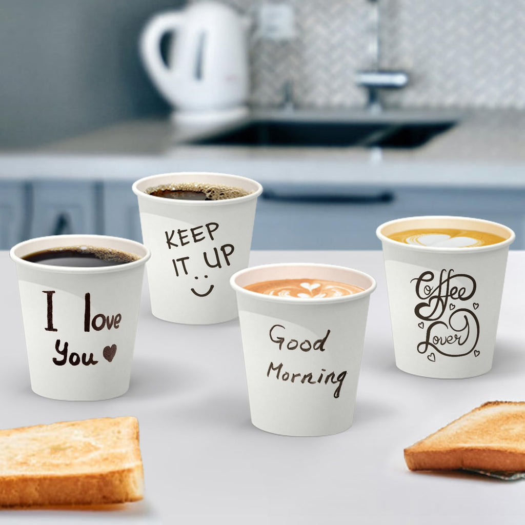 Dealusy 100 Count 6 oz Coffee Cups, Leak-Free Food Safe Paper Cups 6 oz, Disposable 6oz White Paper Cups for Cold and Hot Drinks