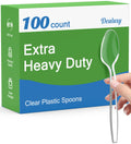 Dealusy 100 Count Clear Plastic Spoons Disposable, BPA-Free, Heat Resistant, Solid and Durable Disposable Spoons Heavy Duty Bulk, Premium Spoons plastic disposable for Party Supply
