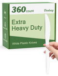 Dealusy 360 Count Extra Heavy Duty White Plastic Knives Disposable, BPA-Free, Heat Resistant, Solid and Durable Disposable Knives Bulk, Premium Plastic Knives heavy duty for Party Supply