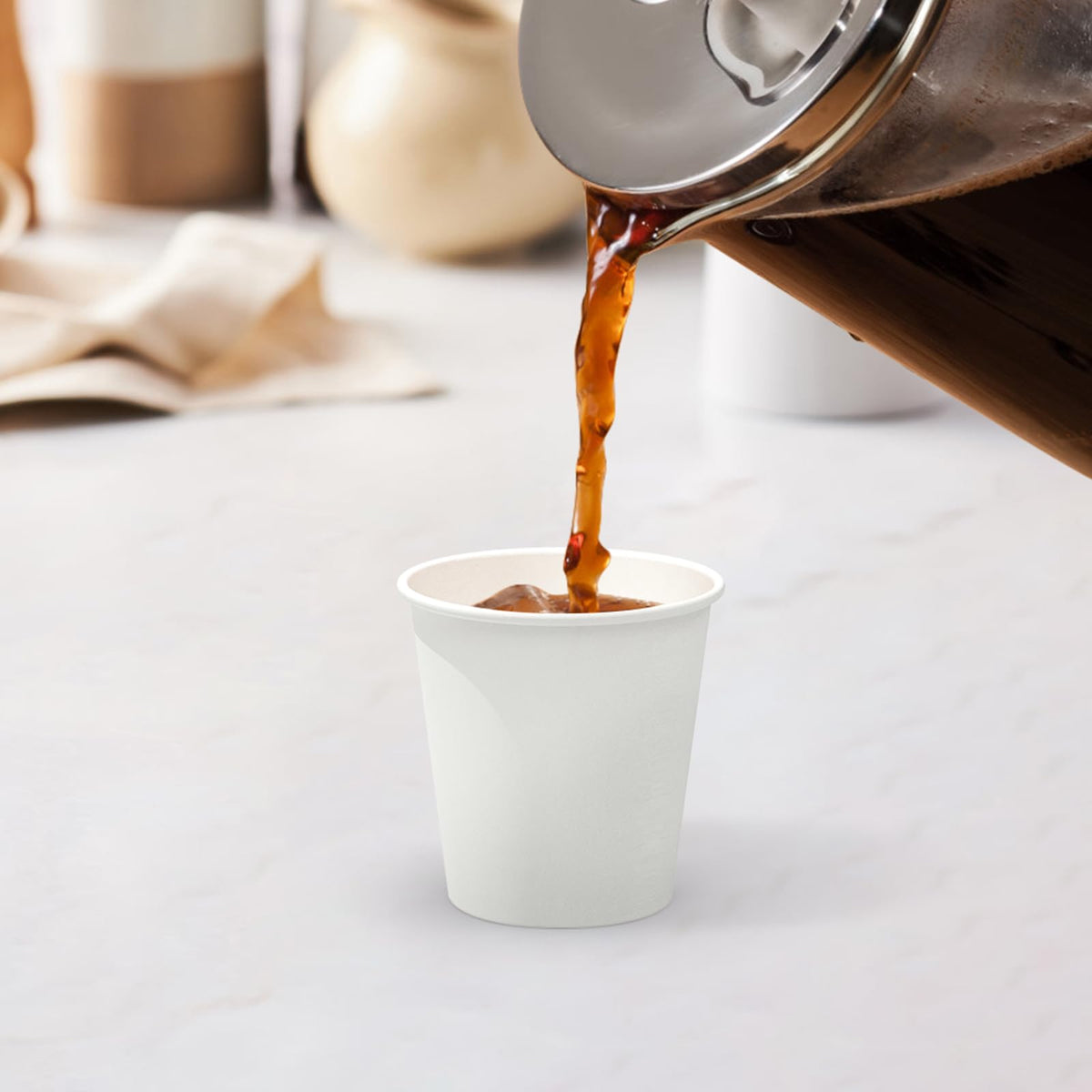 Dealusy 100 Count 6 oz Coffee Cups, Leak-Free Food Safe Paper Cups 6 oz, Disposable 6oz White Paper Cups for Cold and Hot Drinks