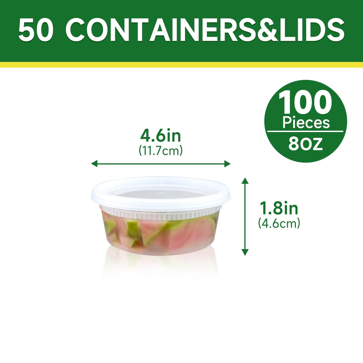 Dealusy 50 Set 8 oz Deli Containers with Lids, Leak-Proof BPA Free Plastic Take Out Bowls, Food Storage Containers for Takeout Meal Prep Storage, Freezer, Microwave & Dishwasher Safe