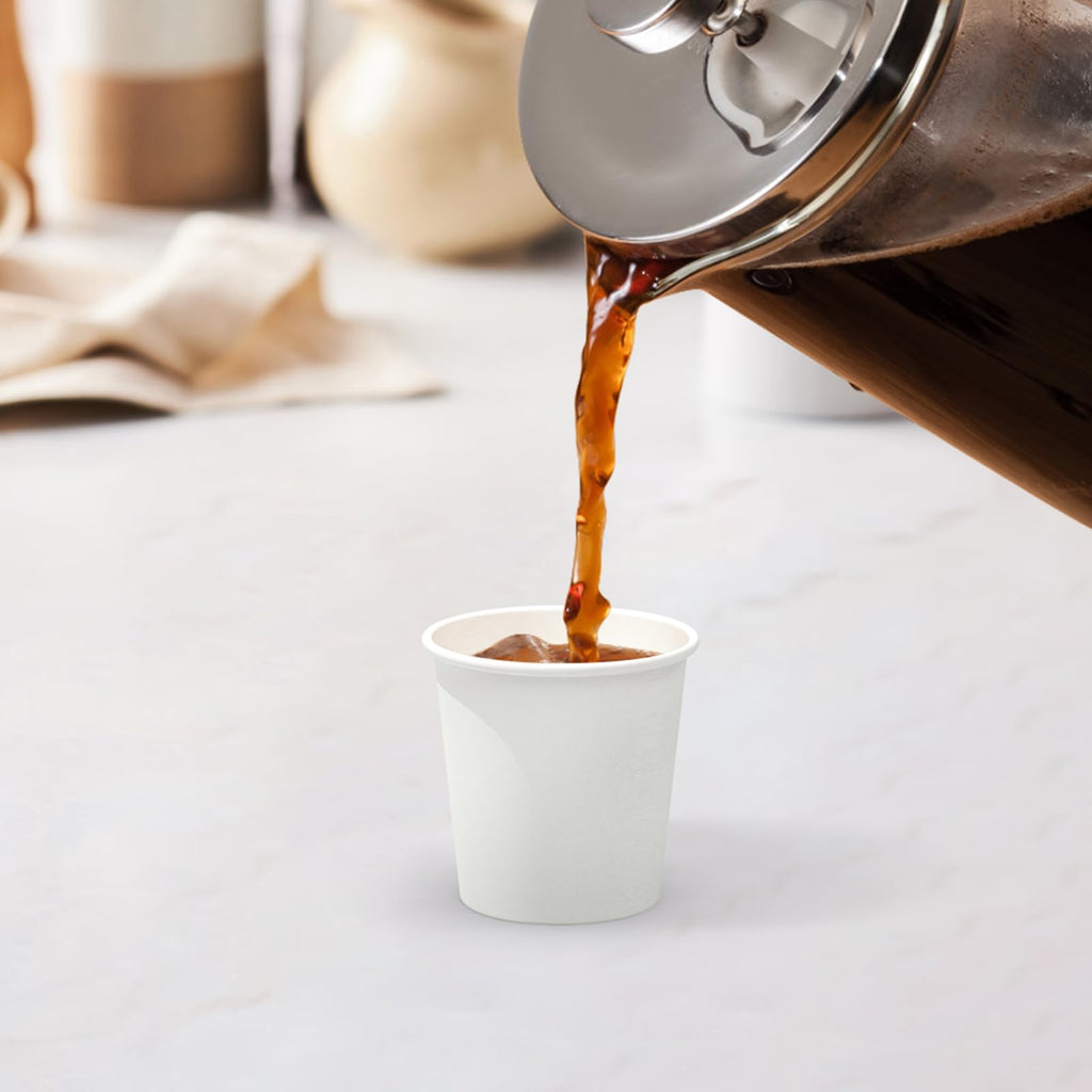 Dealusy 100 Count 4 oz Coffee Cups, Leak-Free Food Safe Paper Cups 4 oz, Disposable 4oz White Paper Cups for Cold and Hot Drinks