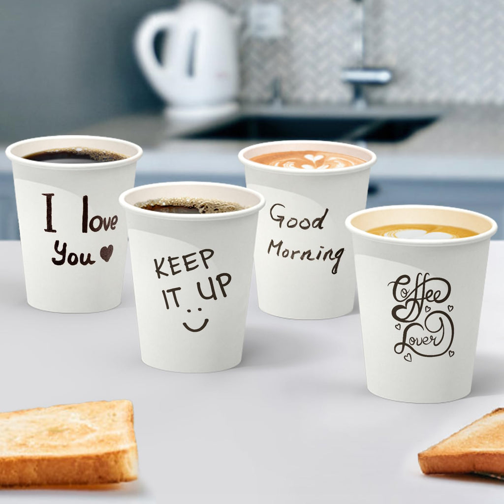 Dealusy 100 Count 8 oz Coffee Cups, Leak-Free Food Safe Paper Cups 8 oz, Disposable 8oz White Paper Cups for Cold and Hot Drinks