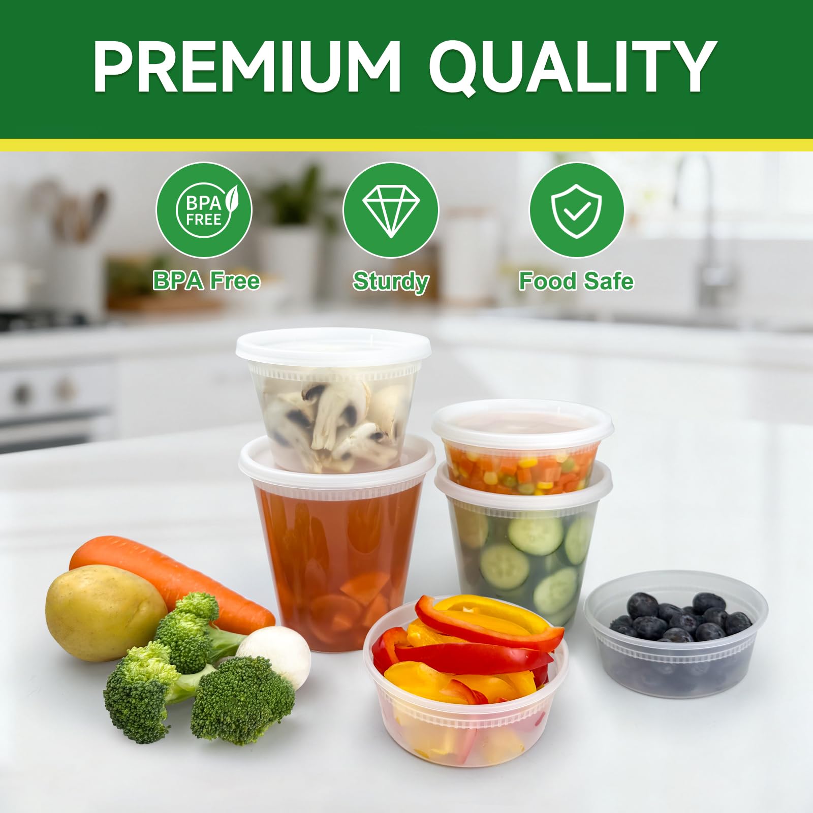 Dealusy 50 Set 24 oz Deli Containers with Lids, Leak-Proof BPA Free Plastic Take Out Bowls, Food Storage Containers for Takeout Meal Prep Storage, Freezer, Microwave & Dishwasher Safe