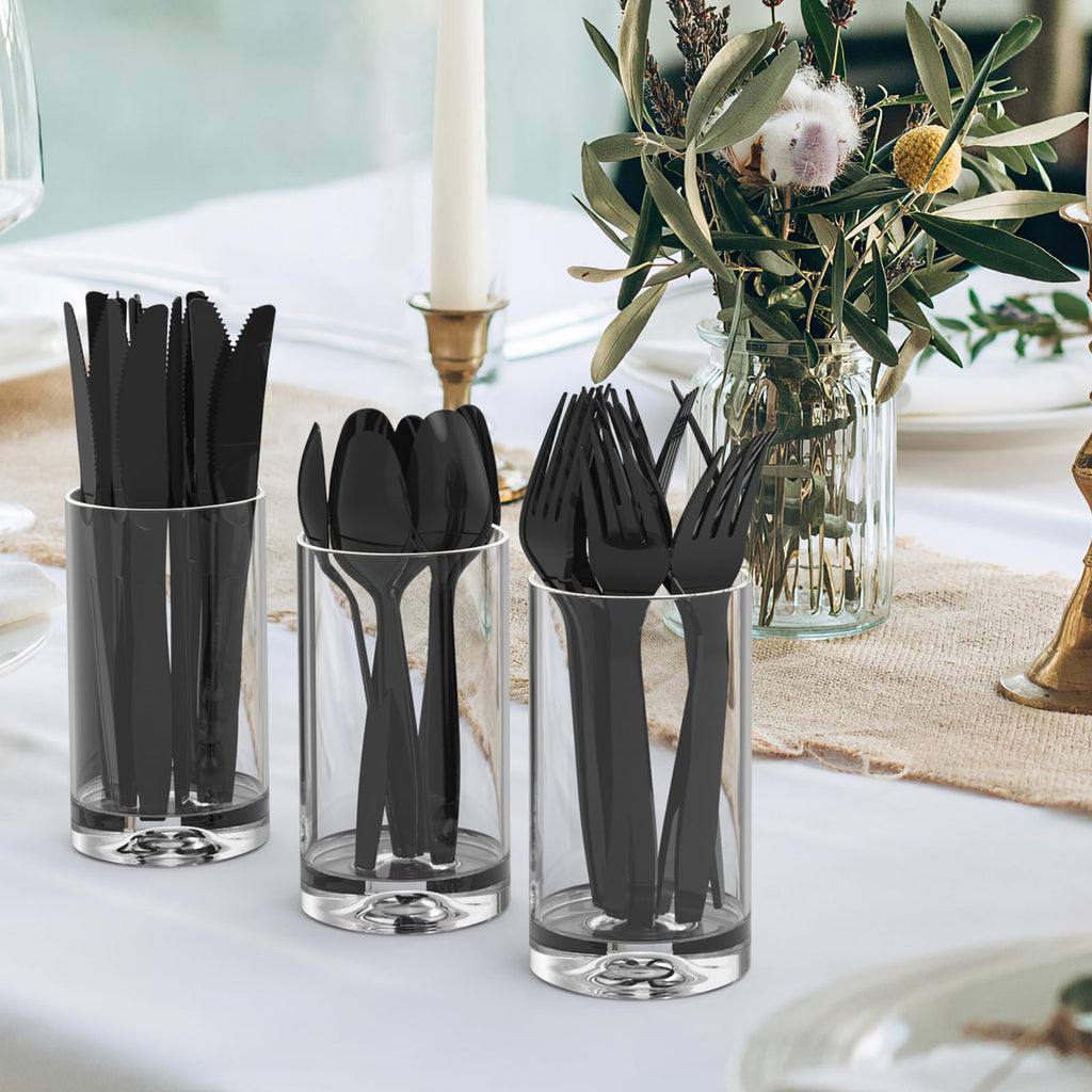Dealusy 360 Count Extra Heavy Duty Black Plastic Knives Disposable, BPA-Free, Heat Resistant, Solid and Durable Disposable Knives Bulk, Premium Plastic Knives heavy duty for Party Supply