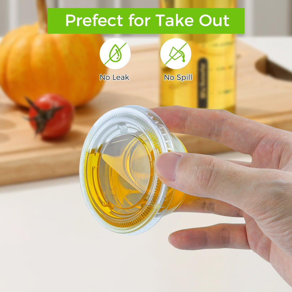 Dealusy 360 Set 4 oz Jello Shot Cups with Lids, Sturdy & Food Safe Disposable Plastic Portion Condiment Dipping Sauce Cups, Small Containers for Salad Dressing