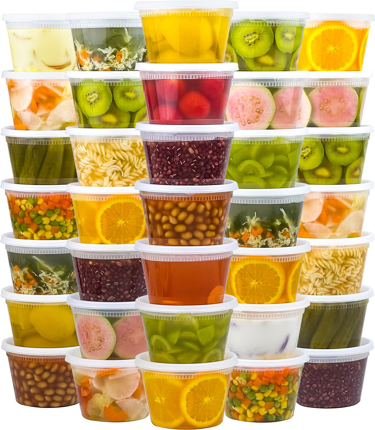 Dealusy 50 Set 16 oz Deli Containers with Lids, Leak-Proof BPA Free Plastic Take Out Bowls, Food Storage Containers for Takeout Meal Prep Storage, Freezer, Microwave & Dishwasher Safe
